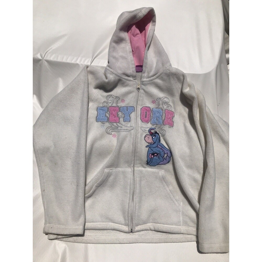 Disney Eeyore FLEECE ZIP UP HOODIE Size L  WARM with Pockets